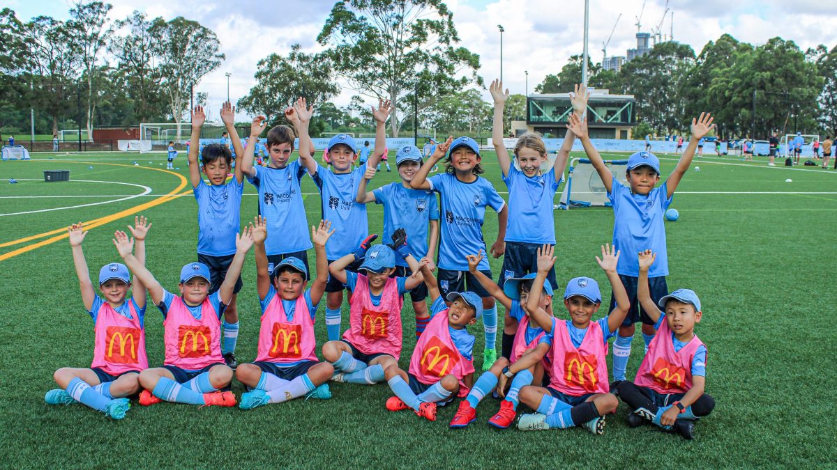 Children having fun while participating in the Sydney FC Holiday Clinics