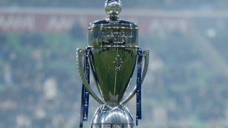 Australia Cup Trophy sits on a pedestal