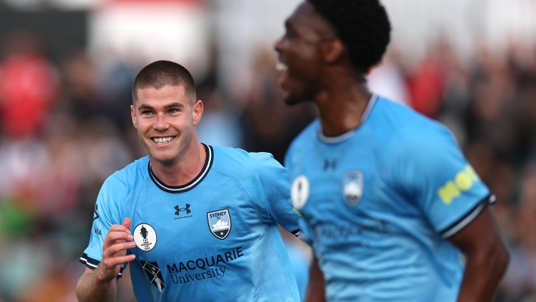 Al Hassan Toure scores his first goal for Sydney FC.