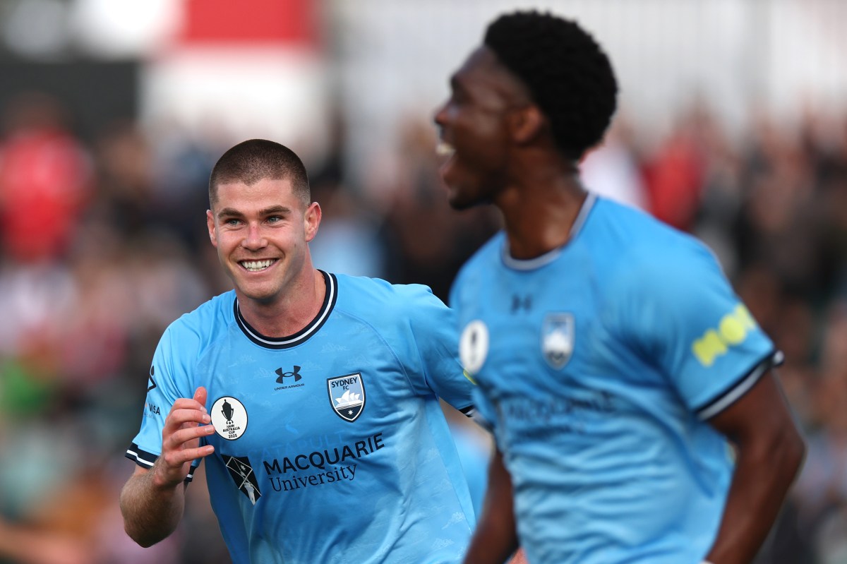 Al Hassan Toure scores his first goal for Sydney FC.