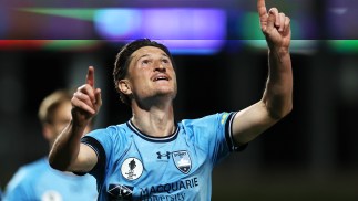 Joe Lolley after equalising later against Auckland in the Australia Cup